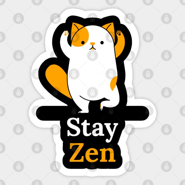 Stay Zen Meditation Yoga Pose Cat Sticker by LittleFlairTee